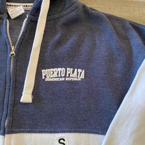 Exist Puerto Plata Dominican Republic Hoodie Jacket Size Small Blue & White New - Picture 3 of 13